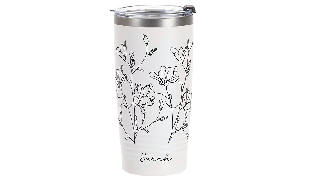 Engraved tumblers and wine glass