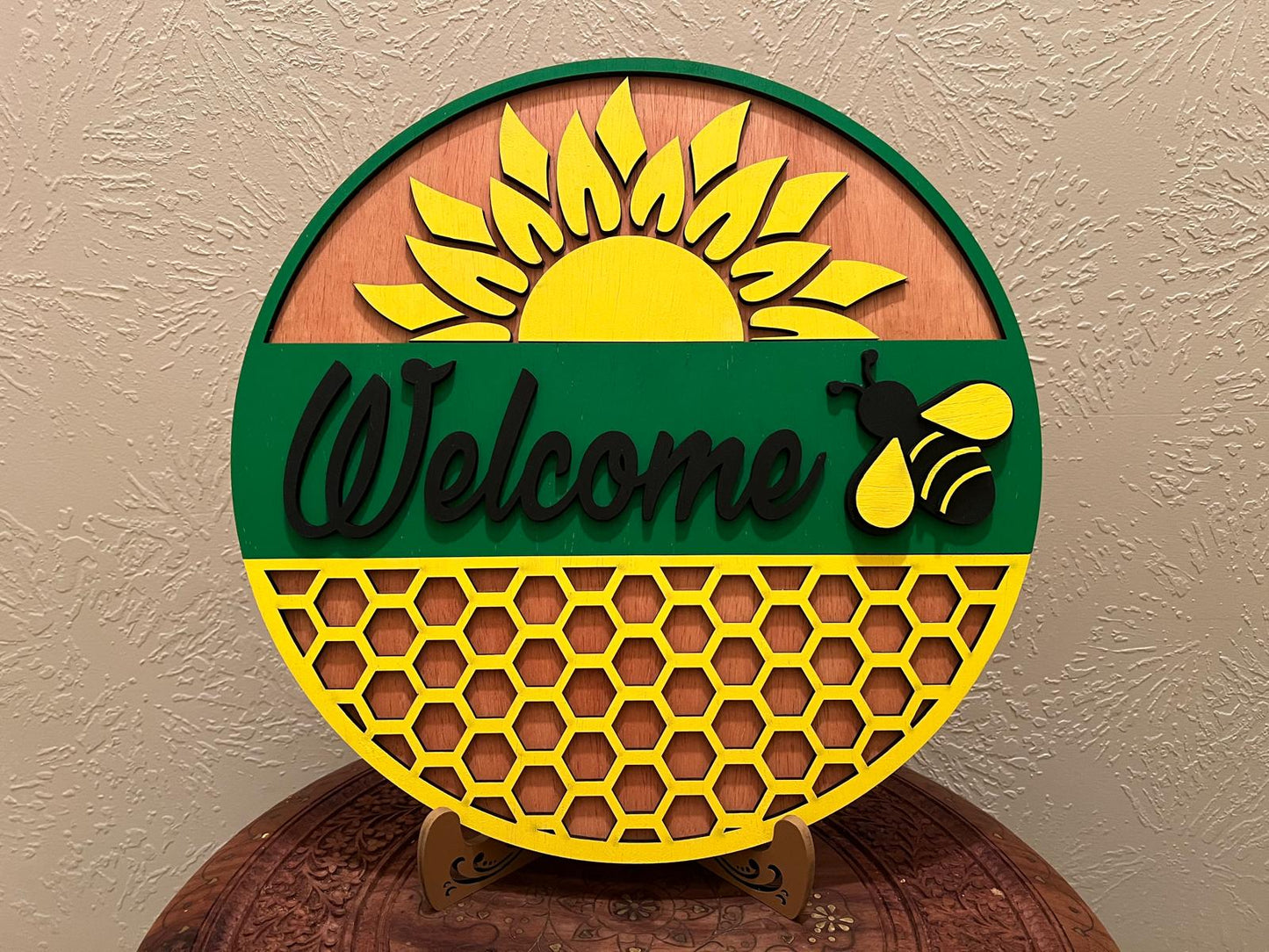 Sunflower & Bee Welcome Sign